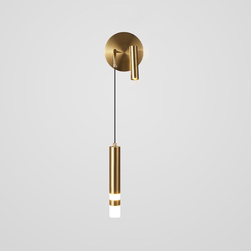 Iluminación de pared de cilindro de metal estilo contemporáneo 2 luces de luz de luz lámpara de pared