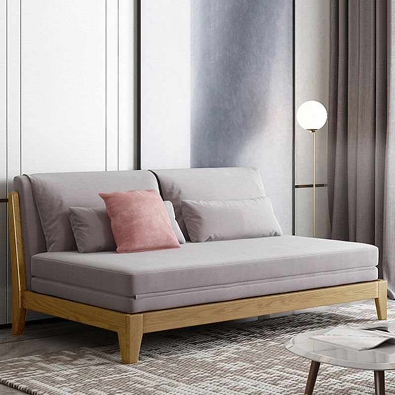 Scandinavian Style Gray Armless Sofa Bed Wood Frame Sleeper Sofa