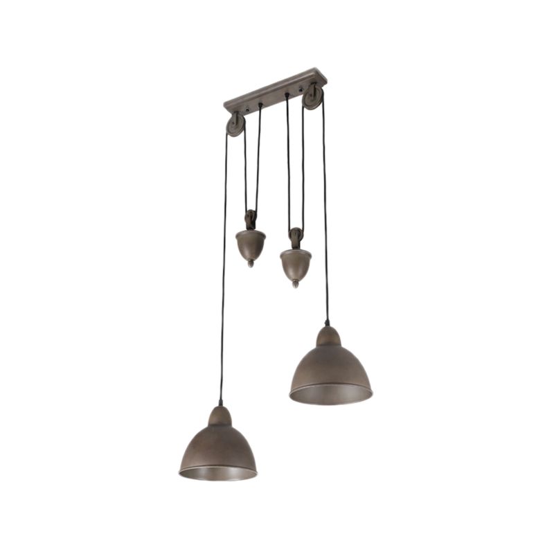 2-Licht-Anhänger Beleuchtung Industriekuppel Metallhänge Deckenlicht in antiker Bronze