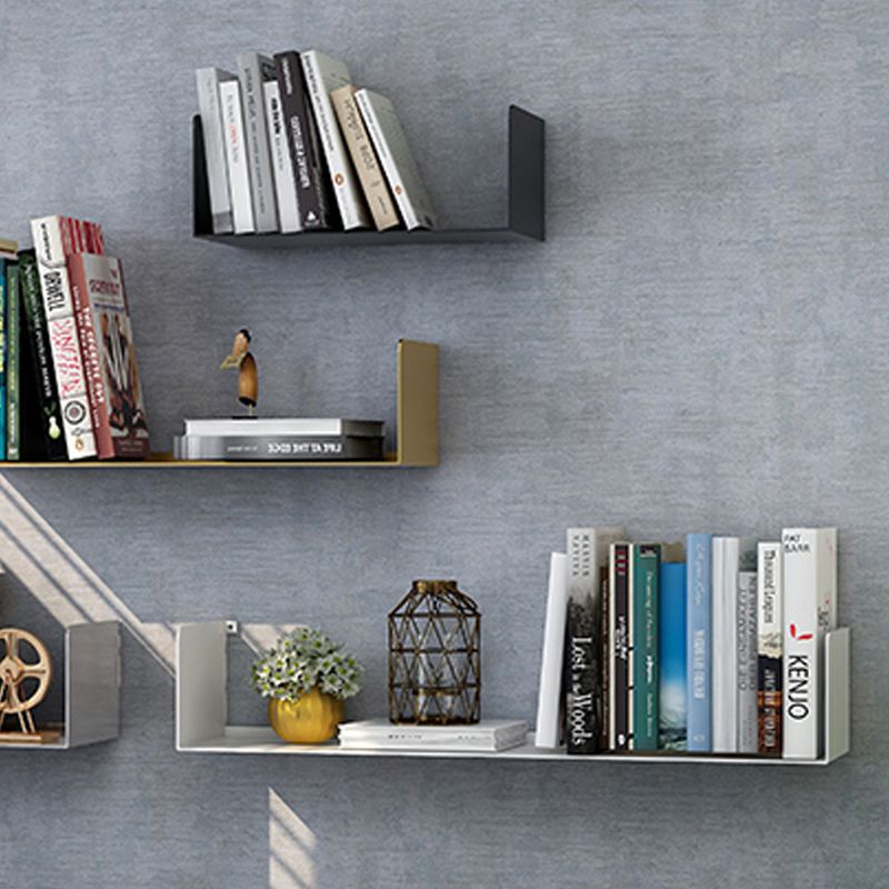Metal Floating Bookcase Modern Style Closed Back Bookshelf for Home Office