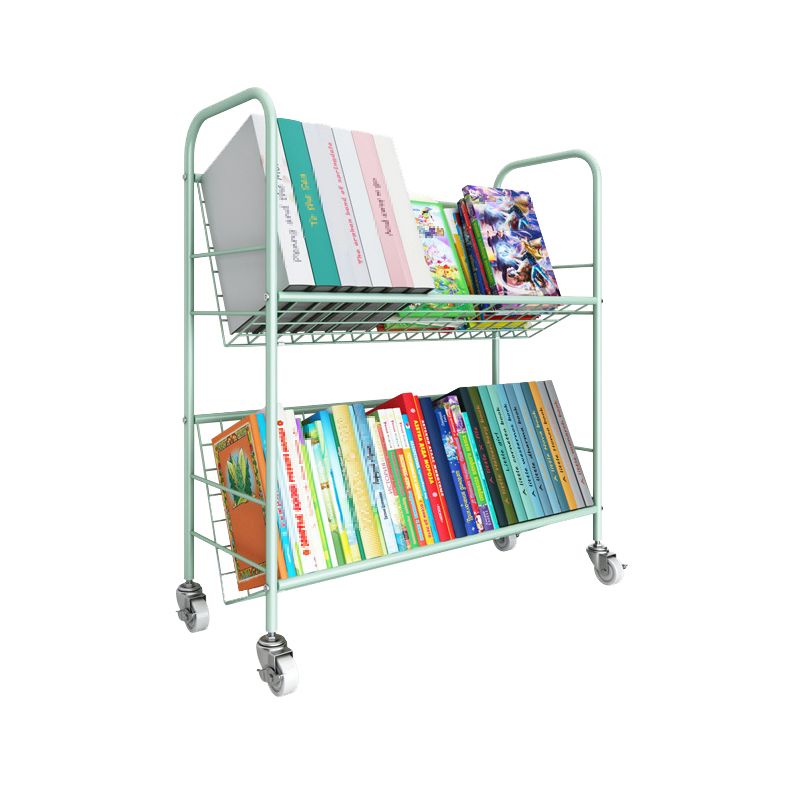Contemporary Style Metal Bookcase Wheel Bookshelf for Home Office
