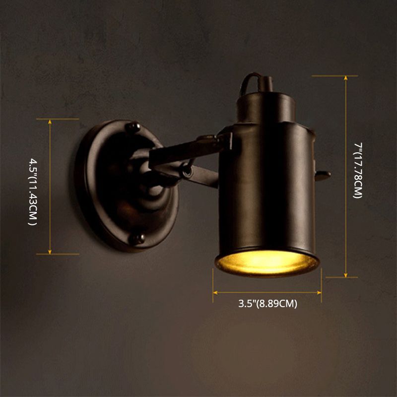 Amerikanischer Land Industriestil zylindrischem Wandleuchel Leuchte Metal 1 Leichte Leuchten