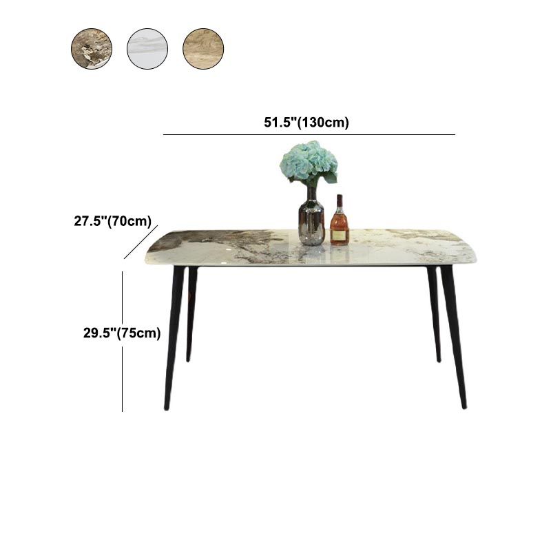 Rectangular Sintered Stone Dining Table Modern Furniture with 4 Legs in Matte Finish Home