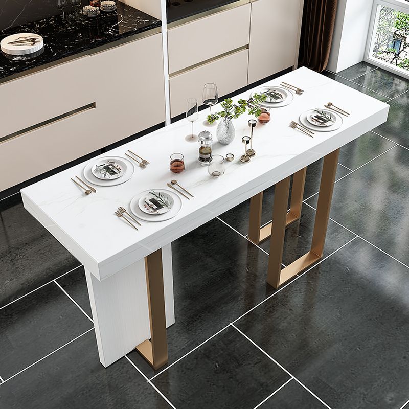 Glam Marble White Counter Height Table Rectangle Indoor Bistro Bar Table
