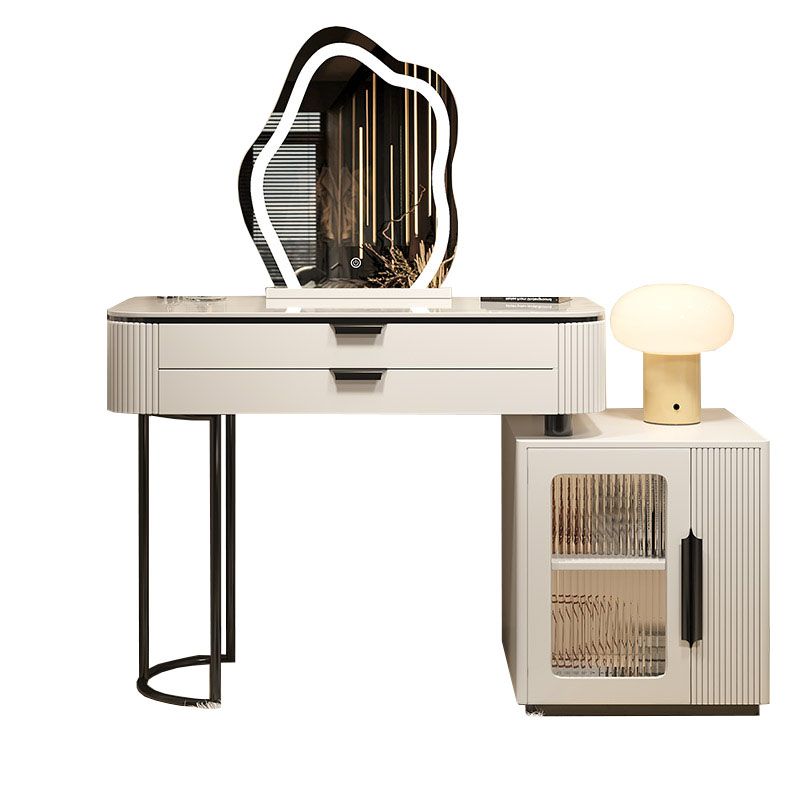 Contemporary Stone White Makeup Counter 31.5" H Bedroom Make-up Vanity