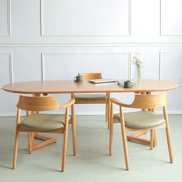 Oval Shape Meeting Table Simplicity Solid Wood Writing Desk for Home Office