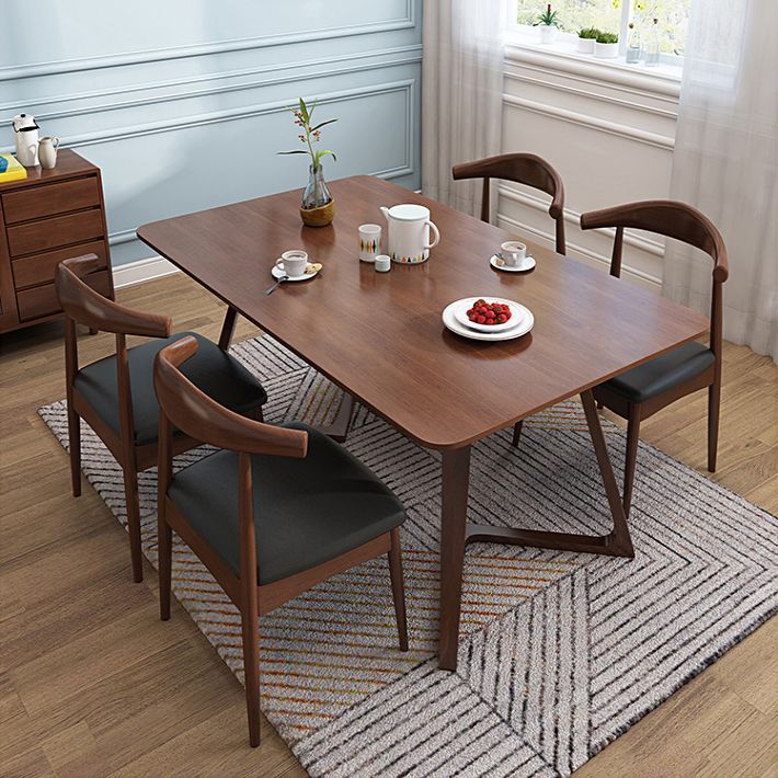 Rubberwood Solid Wood Dining Table Rectangle Table for Home Kitchen