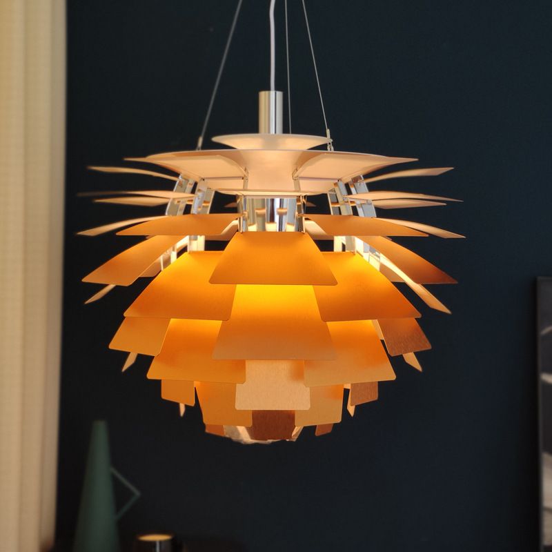 Pinecone Shade Pendant Light Natural Designer Aluminum Hanging Light for Living Room