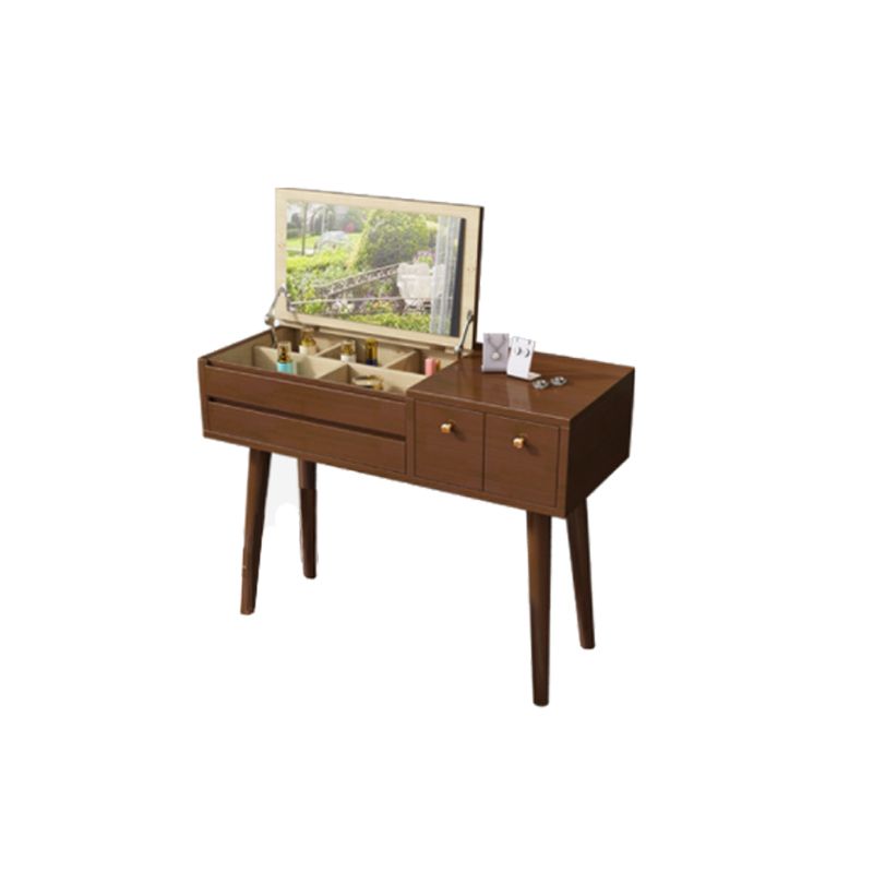 Modern Bedroom Dressing Table Solid Wood Flip-Top Make-up Vanity