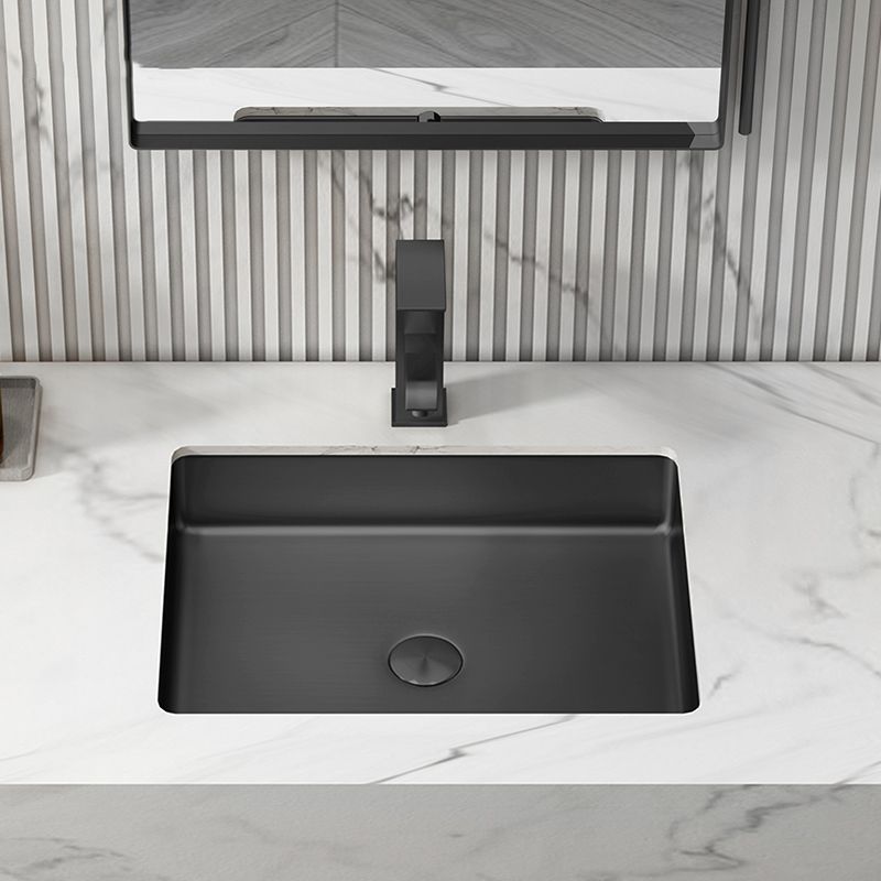 Modern Bathroom Sink Metal Rectangular Undermount Bathroom Sink with Pop-Up Drain