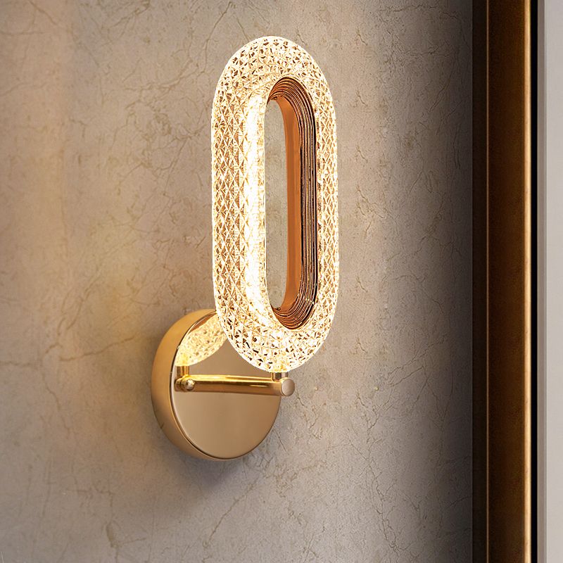 Nordic Circle Shade Wall Sconce Light, Luxury Acrylic Linear Sconce Light Fixture for Bedroom
