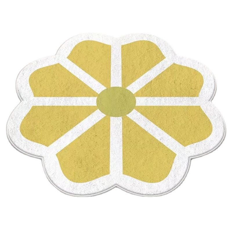 Yellow Modern Carpet Polyester Flower Carpet Stain Resistant Carpet for Home Decor
