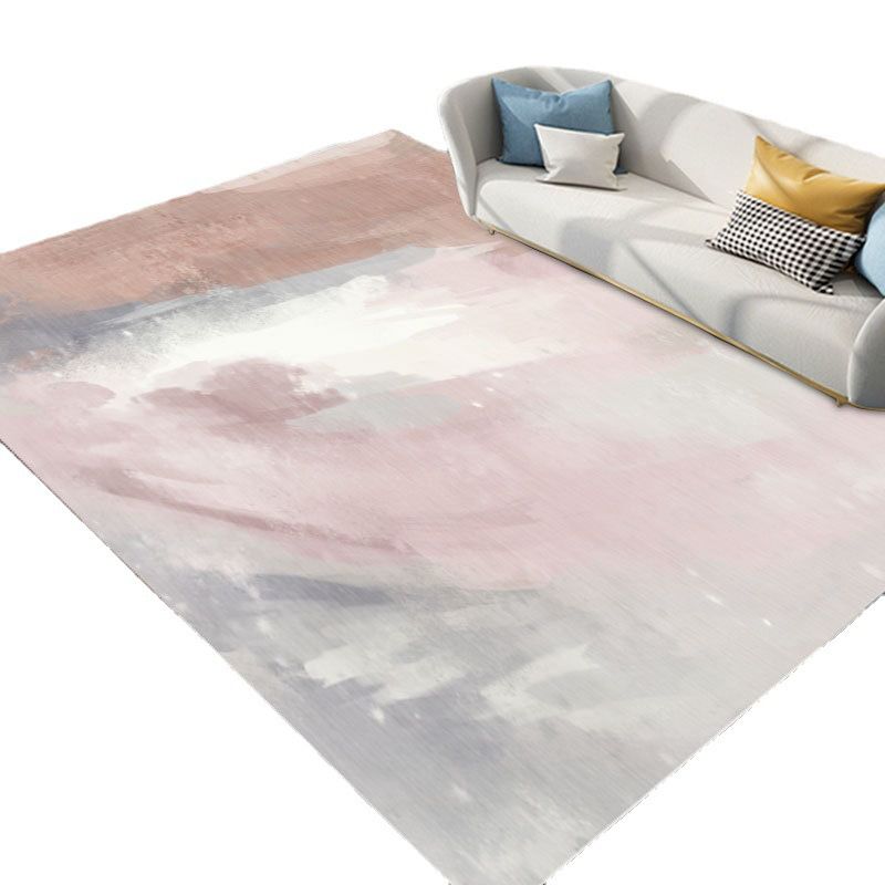 Light Blue Graphic Rug Polyester Modern Indoor Rug Non-Slip Backing Rug for Drawing Room