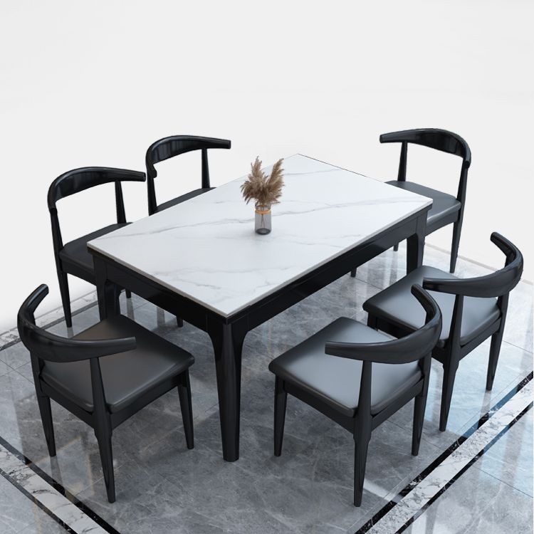 Modern Style Sintered Stone Standard Dining Set White Rectangle Dining Set for Kitchen