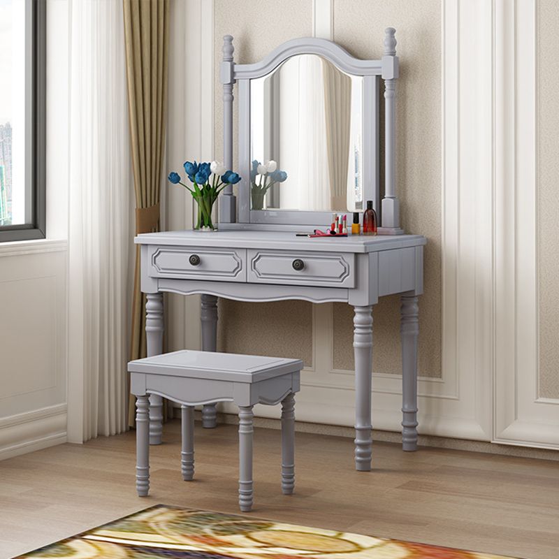 2-Drawers Mirror Table Dressing Table Victorian Solid Wood Make-up Vanity