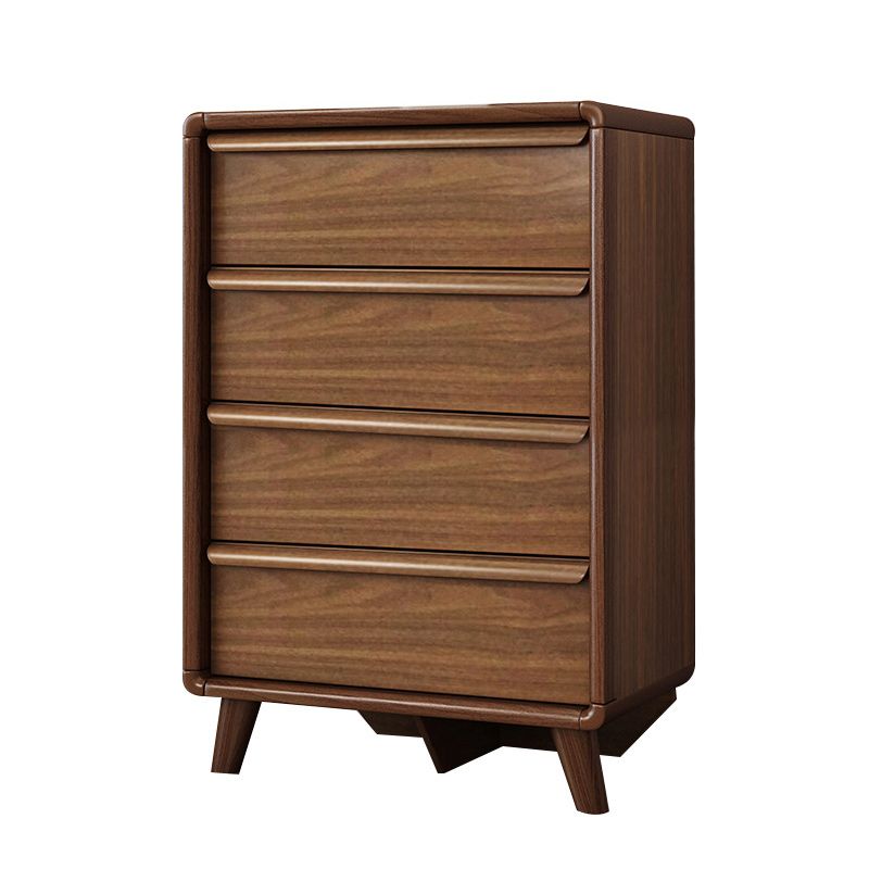 Soft Close Drawers Mid-Century Modern Chest Squared Legs Accent Chest in Brown
