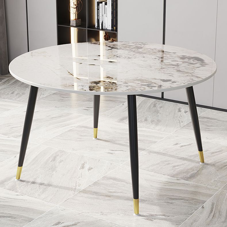 1/4/7 Pcs Metal Modern Dining Room Set with Round Table and Metal Base Dining Set