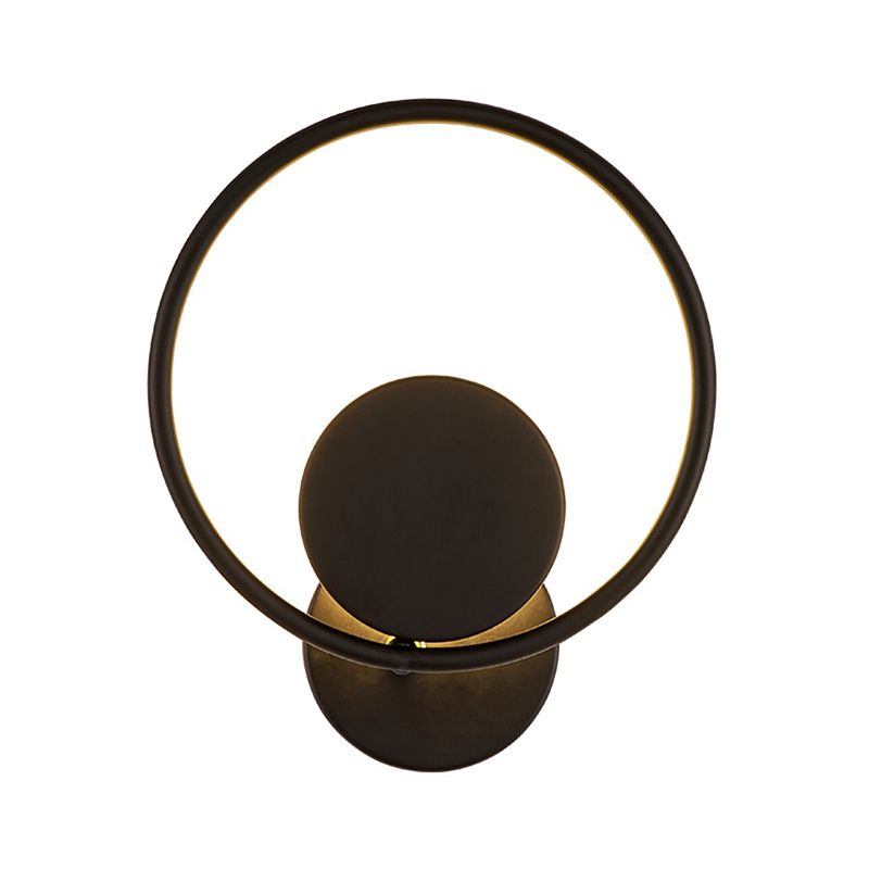 Halo Ring Metallic Sconce Light Minimalist Black Integrated LED Wall Mounted Lamp in Warm/White Light