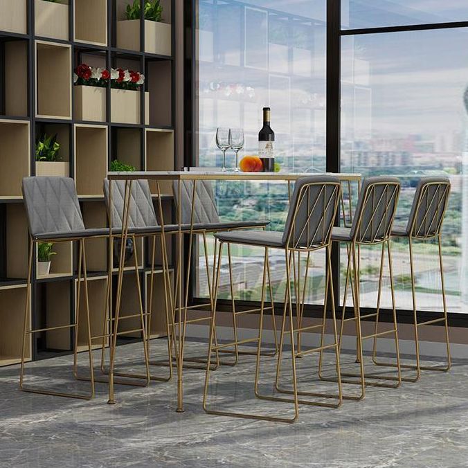 Glam Style Rectangle Bistro Set 1/7 Pieces Faux Marble Counter Set