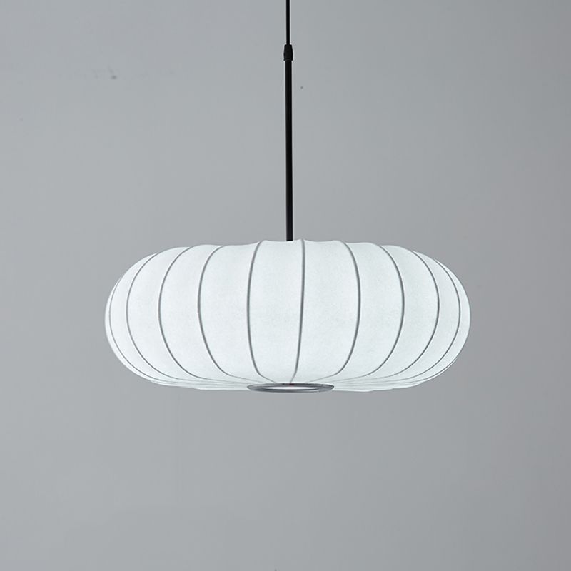 Lampada sospesa a forma di zucca bianca Simplicità a 1 luci a soffitto di seta per sala da tè
