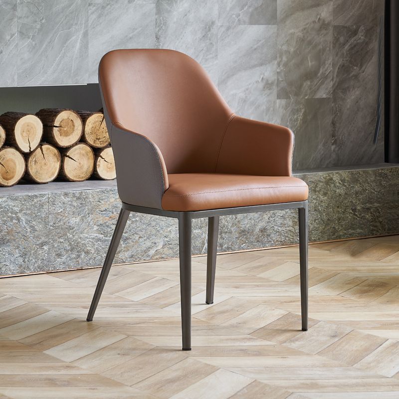 Contemporary Upholstered Arm Chair Home Faux Leather Dining Chair