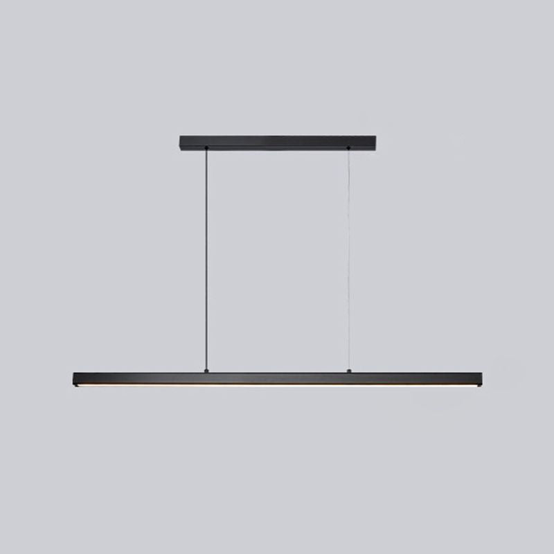 Nordic Minimalism LED Island Light Aluminum Long Strip Dining Room Lighting Fixture with 59" Adjustable Suspension Wire