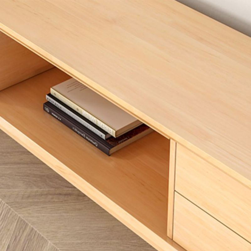 4 Legs Coffee or End Table with Storage Drawers Solid Wood Rectangle