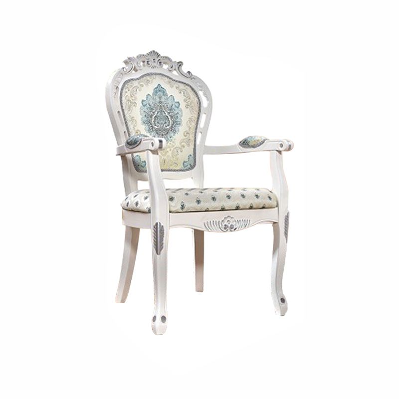Silla de comedor de tela victoriana con respaldo King Louis y acabado mate (juego de 2)