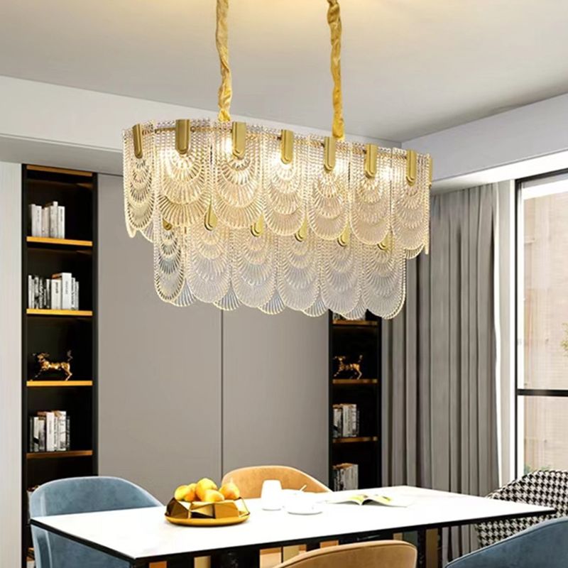Contemporary Metal Pendant Light with Glass Shade for Living Room