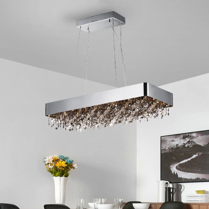 Ideas de iluminación de isla rectángulo de estilo contemporáneo Crystal Island Lights