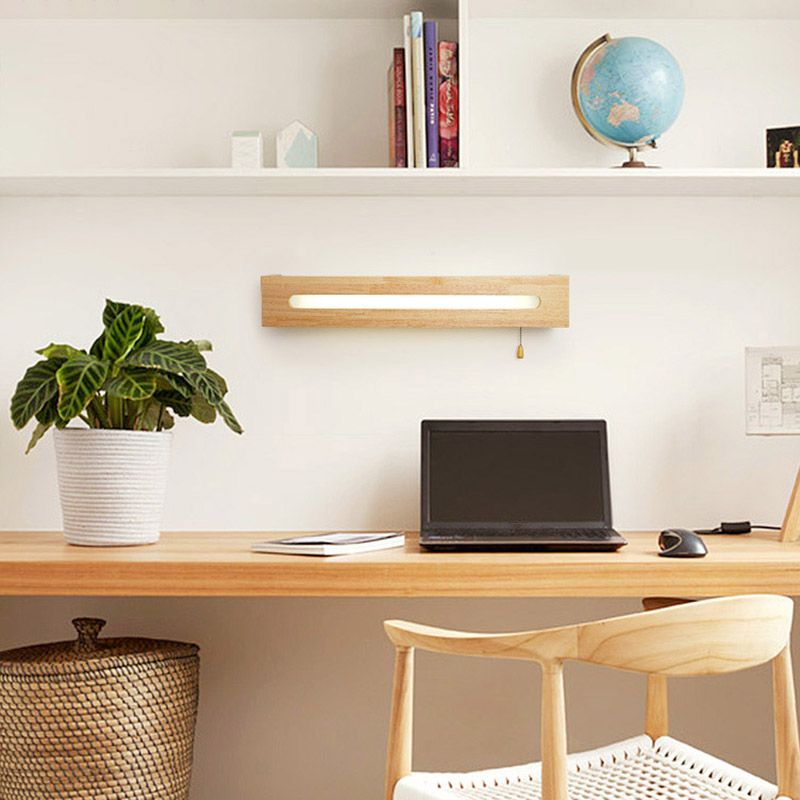 Simplicidad Rectangular LED Medera Madera Madera Madera Medera de pared de la pared de la pared de la pared con cadena de extracción