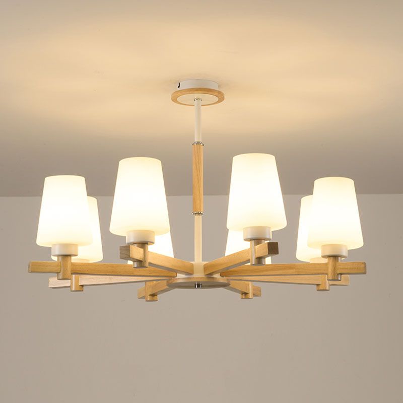 Hölzerne Anhänger Kronleuchter Decke hängende Licht mit Glasform Licht für den Salon