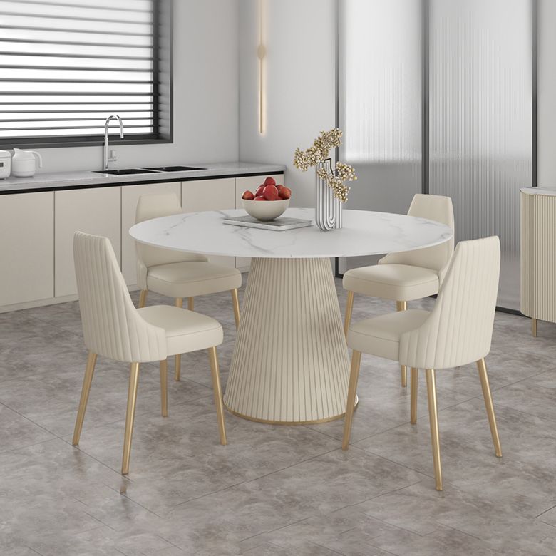 Table à manger ronde en pierre frittée, Table de luxe traditionnelle pour la maison