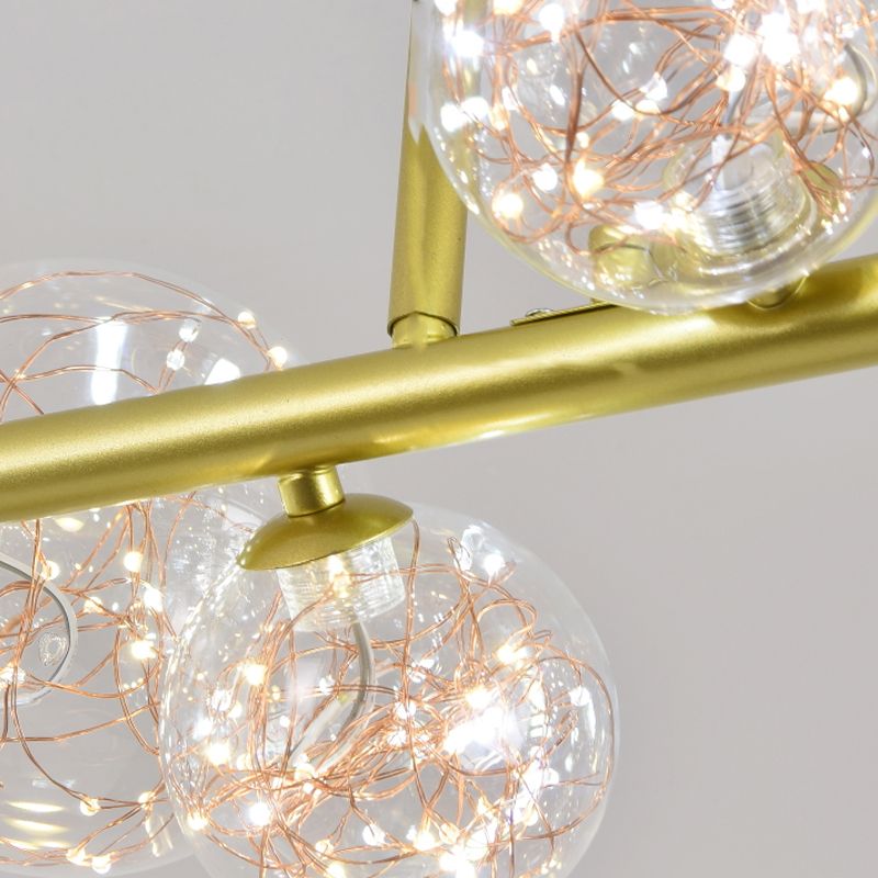 Contemporary Island Light Fixtures Sphere Glass 6-Light Island Lights