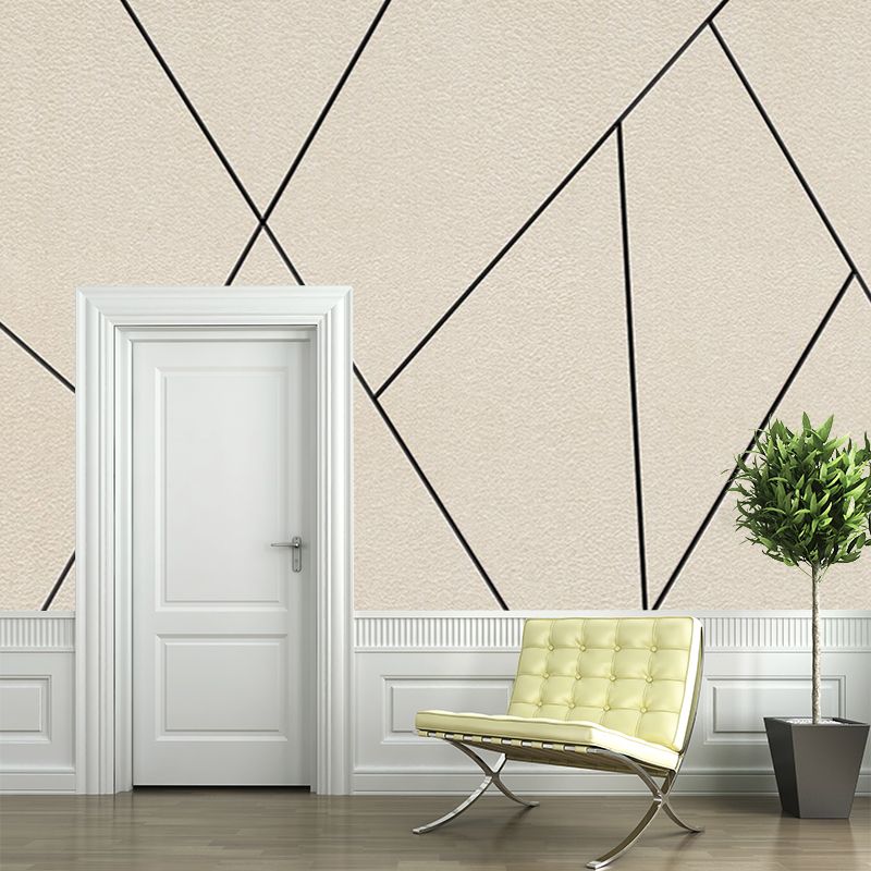 Black Lines Wall Paper Murals Geometric Minimalistic Waterproof Wall Decor for Bedroom
