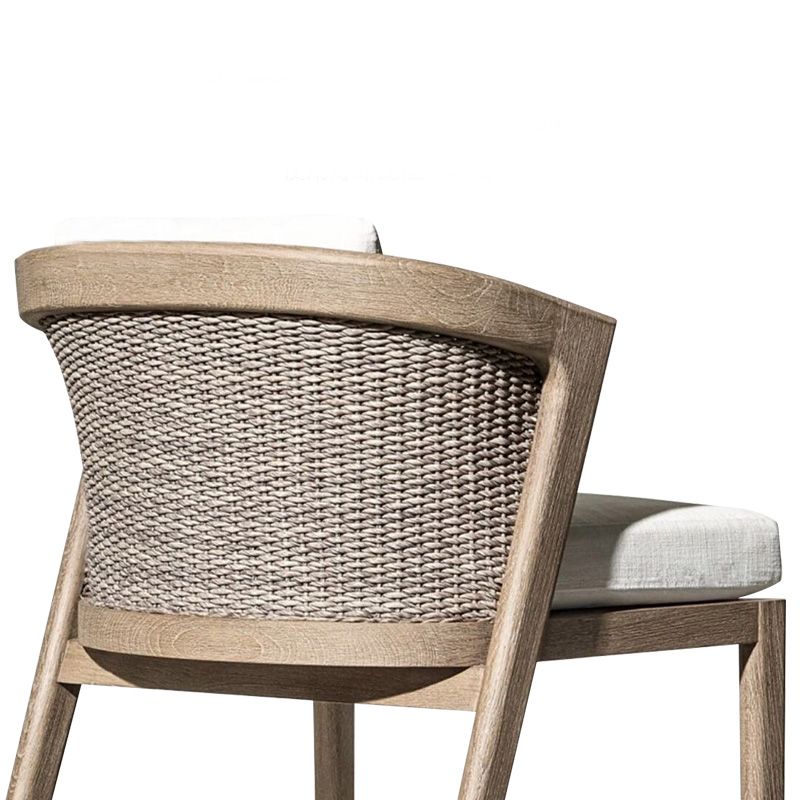 Solid Wood Patio Dining Chair Modern Upholstered Chairs in Light Brown