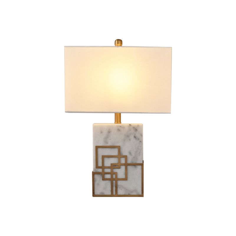 Lámpara de mesa rectángulo de tela nocturna estilo moderno de 1 luces/blancos/verde con pedestal