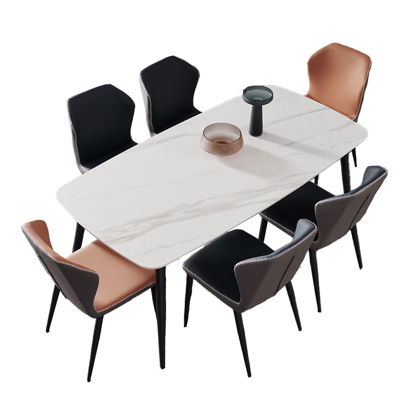 Mesa de mesa estándar de piedra sinterizada de forma simple Mesa de comedor de cocina con 4 patas Base