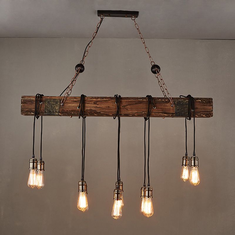 Open Bulb Metallic Pendant Light Vintage Style Restaurant Hanging Island Lighting