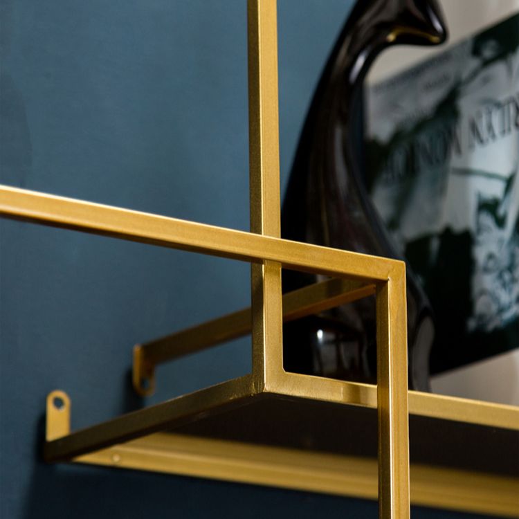 Floating Gold Metal Bookshelf Glam Wall Mounted Shelf Bookcase