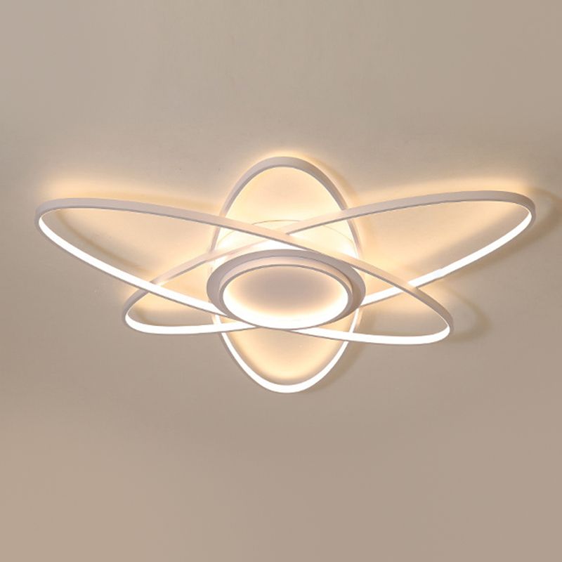 Contemporary Linear Flush Light Metal 4 Light Flush Mount Ceiling Fixture