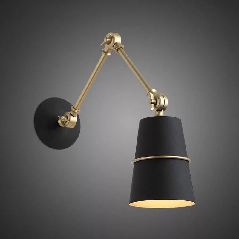 Nordic Metal Wall Light Bucket Shape Adjustable Wall Sconce for Living Room