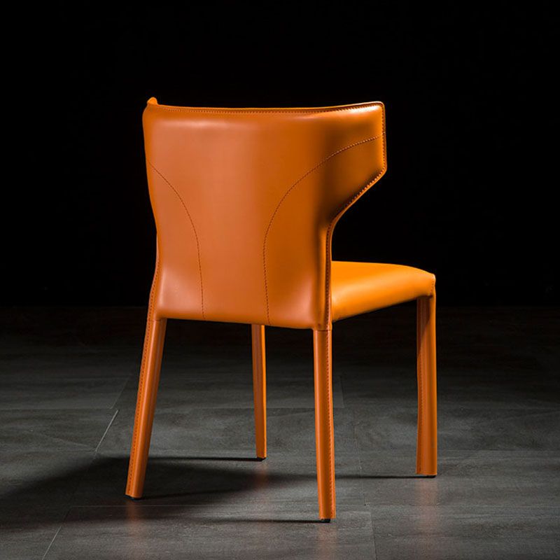 Modern Leather Dining Room Chair Armless Wingback Side Chair