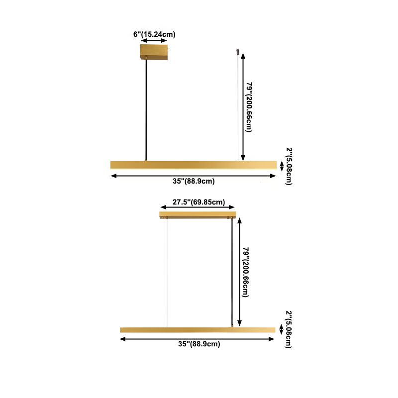 Lampada dell'isola a ciondolo lineare Lampada dell'isola lampadario di illuminazione moderna