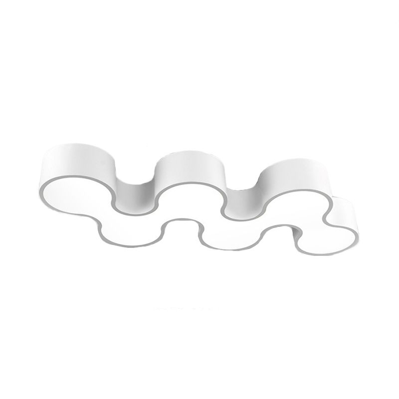 Wavy Design Acrylic Flush Mount Lamp Contemporary Warm/White Lighting LED Bedroom Ceiling Light Fixture in White