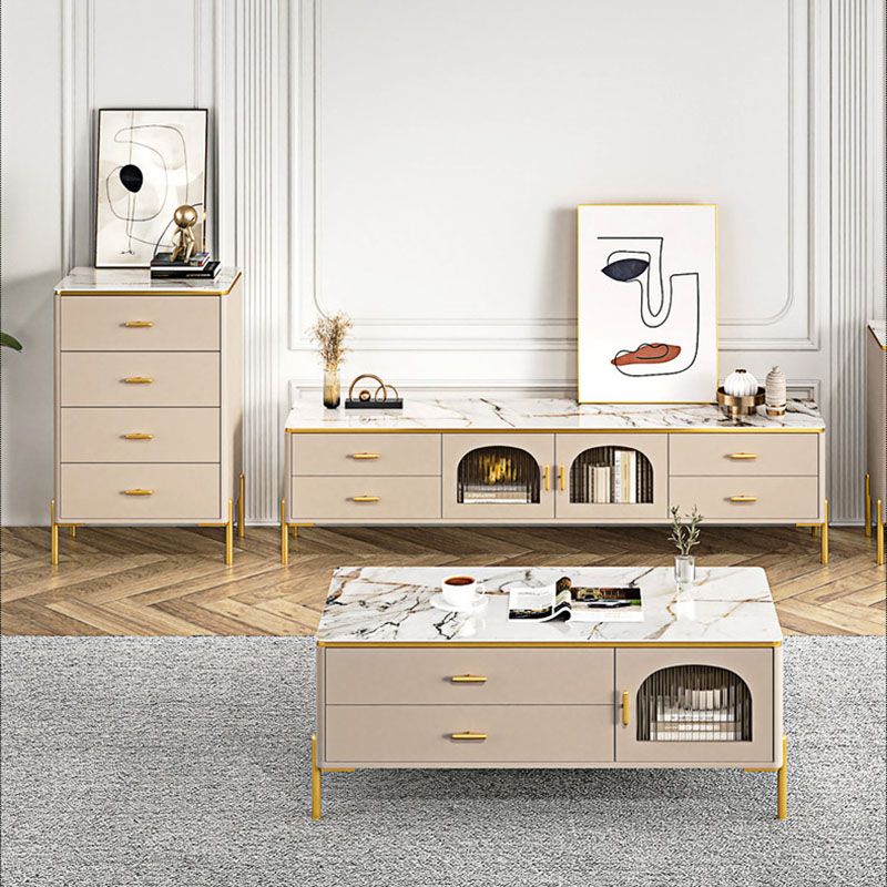 Glam Vertical Storage Chest Bedroom Stone Chest with Drawers