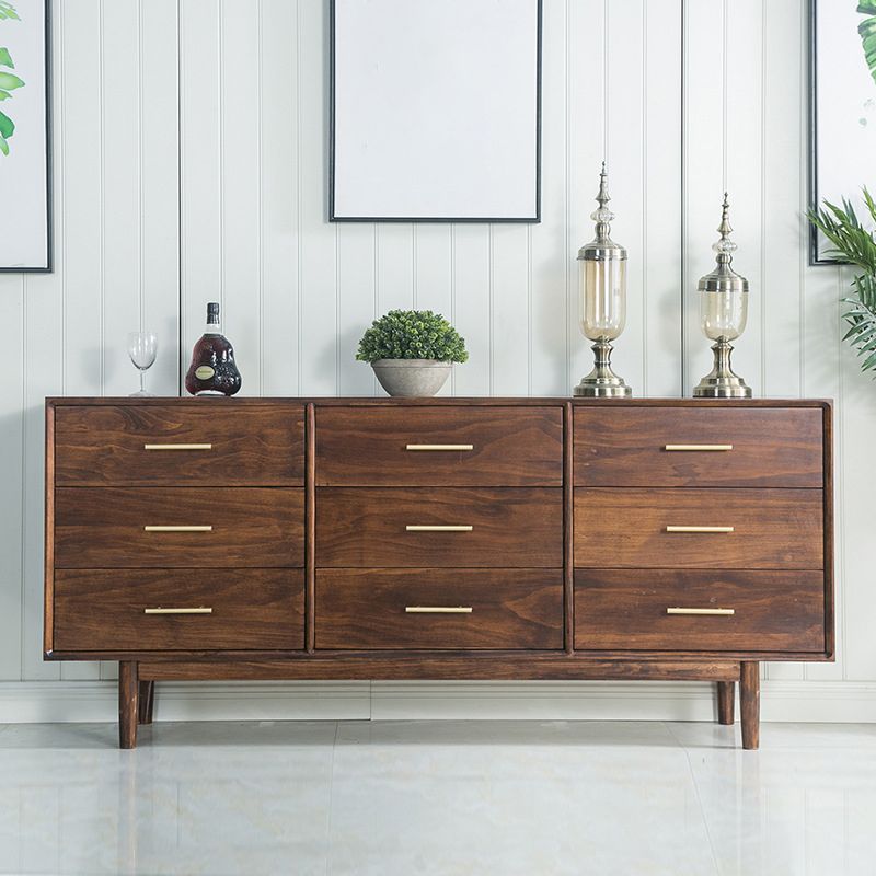 Contemporary Chest Pine 9 - Drawer Bar Pulls Straight Legs Accent Chest
