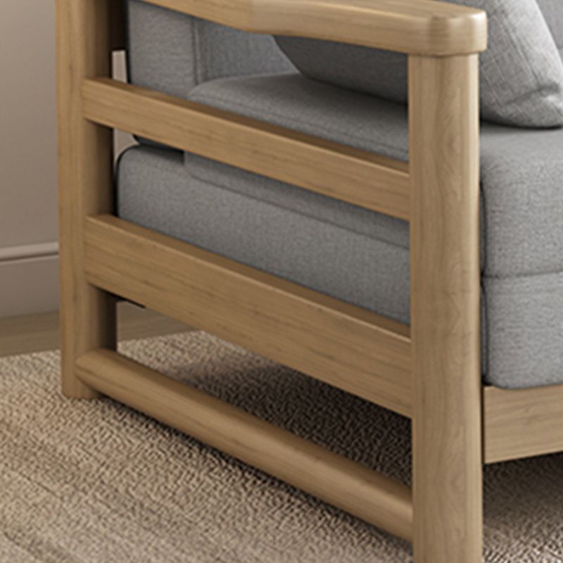 Scandinavian Linen Blend Sleeper Sofa Wood Frame Square Arm Sofa Bed