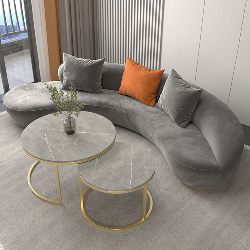 Contemporary Velvet Tuxedo Arm Sofa with Tight Back for Apartment