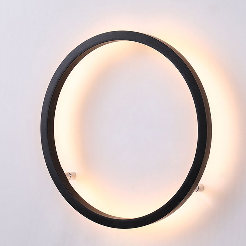 Circular Wall Light Fixture Modern Metal 1 Light Wall Sconce in Black